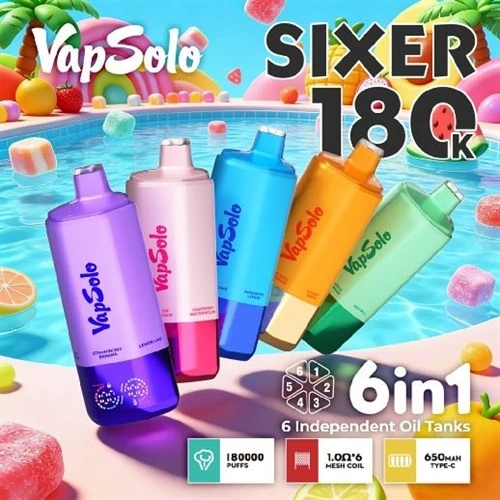 Vapsolo Sixer 180K 6-in-1 Disposable Vape:Exploring Product Details—From Smart Display To Flavor ...